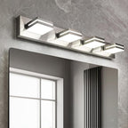 OKELI 4 Lights Bathroom Vanity Light Fixtures Brushed Nickel LED Dimmable Vanity Light Over Mirror Modern Wall Mounted Lighting Fixture, 350° Rotatable Lamp Head 32W Cold White 6000K ETL Listed