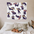 VUMIVI Funny Cat Mushroom Tapestry Retro 70s Hippie Style Cute Black Kitten Star Aesthetic Art Print Tapestry Wall Hanging for Living Room Bedroom Dorm Classroom Aesthetic Decor W60xL50in