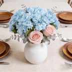 Kimura's Cabin 6pcs Blue Artificial Silk Flowers Fake Hydrangeas Flower with Stems Faux Hydrangea Bouquets for Home Wedding Party Table Core Decoration (Blue, Pack of 6)