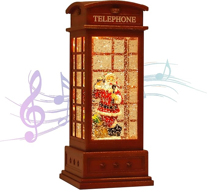 Christmas Snow Globe Lantern,Christmass Lantern with 8 Christmas Theme Music,Christma Snow Globe Gifts Water Glittering Swirling Christma Home Decoration (Old Man)