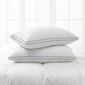 Feather Pillows Queen Size Set of 2 Goose Down Pillows with 100% Breathable Cotton Cover, Hotel Collection Bed Pillows for Sleeping, Soft Support for Back, Stomach and Side Sleepers