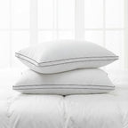 Feather Pillows King Size Set of 2 Goose Down Pillows with 100% Breathable Cotton Cover, Hotel Collection Bed Pillows for Sleeping, Soft Support for Back, Stomach and Side Sleepers