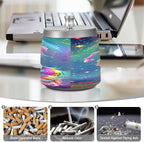 Rainbow Unicorn Ashtray with Lid, Outdoor Ashtrays for Patio, Stainless Steel Ashtray Odorless Smokeless for Home Office Balcony