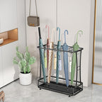 Metal Umbrella Holder Stand with Removable Drip Tray, Industrial Free Standing Umbrella Rack Organizer for Entryway Home Office Patio Decor(21 Slots 24 Hooks, Black)