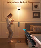 luckystyle Torchiere Floor Lamp,1200LM Dimmable Standing Lamps with Remote and Foot Switch,Custom Color Temperature Super Bright Tall Lamp for Living Room Bedroom Office,Floor Light with 12W LED Bulb