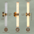 23.8in Alabaster Wall Sconce, Gold Sconces with Spanish Marble, Modern Brass Wall Mounted Lamp, Hardwired LED Wall Lighting for Bathroom Bedroom Living Room Staircase Hallway Dining Room