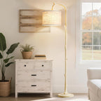Floor Lamp for Living Room - 69" Rustic Farmhouse Tall Lamp with Adjustable Color Temperatures- Country Resin Vintage Reading Light Standing Lamps for Bedroom Office Home Decor, Almond White