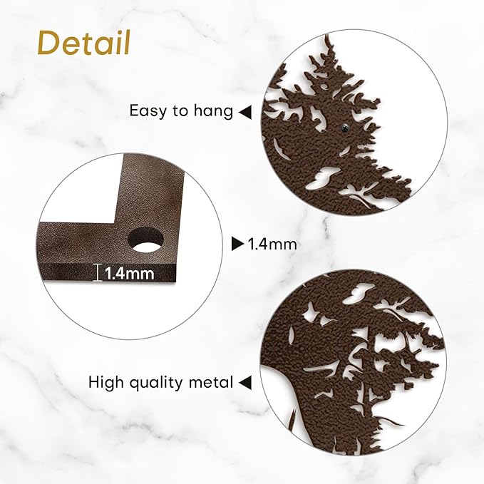 SIGNLEADER Metal Wall Art Decor Wolf and Pine Tree Minimalist Modern Abstract Wall Sculpture Hangings Home Decoration for Living Room, Bedroom, Bathroom, Kitchen, Outdoor - 18" Bronze