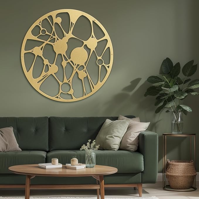 SIGNLEADER Metal Wall Art Decor Abstract Geometric Minimalist Modern Abstract Wall Sculpture Hangings Home Decoration for Living Room, Bedroom, Bathroom, Kitchen, Outdoor - 18" Gold