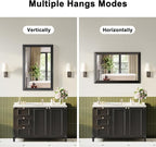Black Bathroom Mirror for Over Sink, 24x36Inch Thick Anti-Rust Metal Frame, Rectangle Decorative Wall Mirror with HD Tempered Glass Horizontal or Vertical Mount for Vanity, Bedroom, Living Room