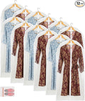 Clear Garment Bag Long Garment Bags for Gowns, Vinyl Dress Bags for Closet Storage, Coat Covers for Closet With Zipper Plastic Garment Bags for Hanging Clothes Long Dress - 24'' X 48''/12 Pack