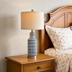 25" Modern Ceramic Lamps Single Table Lamp for Living Room Bedroom Farmhouse Nightstand Bedside Lamps