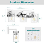 Chrome Bathroom Vanity Light, Square Design 3 Lights Morden Vanity Lighting Fixtures Over Mirror, Bathroom Light Fixtures for Living Room/Bedroom