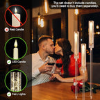 6 Set 3 Arms Acrylic Candelabra Centerpieces for Wedding Table Decorations,30.7" Clear Candlesticks Holder with Acrylic Shade for Valentine's Day Dinner Party Fireplace Decor Fit LED Candle