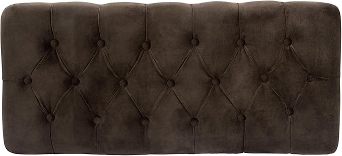 Homepop Home Decor | Tufted Ainsley Button Storage Ottoman Bench with Hinged Lid | Ottoman Bench with Storage for Living Room & Bedroom, Chocolate Brown Velvet