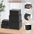 6Pcs Black Buffet Risers Set (Size 5",6",7",8",9",10"),Food Risers for Buffet Table Display Stand Shelf for Party Catering Dessert Collectibles Acrylic Cube Boxes Display with Hollow Bottoms