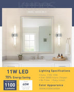 kudos Brushed Nickel Bathroom Sconces Wall Lighting, Vanity Light for Bathroom, Modern Wall Lights with Clear Glass and Frosted Glass, 3000K/4500K/6000K Adjustable, KDVL06-BN-2