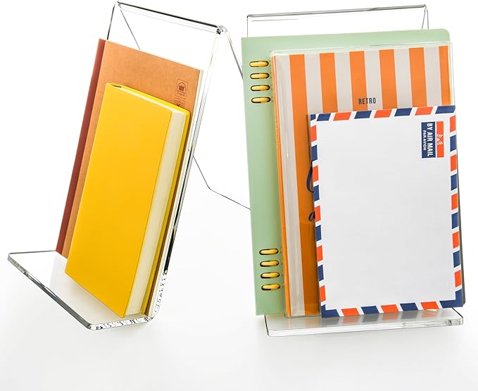 Acrylic Book Stand, Book Display Holder 6 x 9, Clear Acrylic Display Easel Transparent Display Stand Holder Tablet Holder for Album, CD, Magazine, Picture, Plate, Artworks, Phone, (2-Pack)