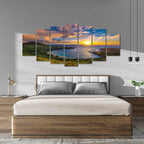 iKNOW FOTO XLarge Canvas Set of 7 Wall Art Wall Decorations Sunrise from Hanauma Bay On Oahu, Hawaii Landscape Printed Paintings for Living Room Framed Ready to Hang 70x32 Inches