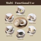 Koville Natural Travertine Incense Burner, Stone Incense Holder for Cone/Balsam Fir/Palo Santo/Sage, Handmade Sphere Marble Incense Burner for Meditation Yoga SPA Relaxation, Home Decor(Beige)