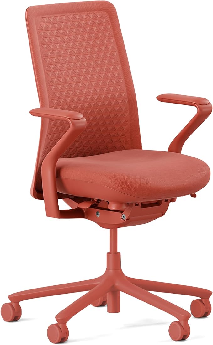 Branch Verve Chair - High Performance Executive Office Chair with Contoured Back and Adjustable Lumbar Support - High Density Foam Cushion and 3D Knit Back - Fits 5' to 6', Up to 275 lbs, Coral