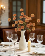 DuHouse 6pcs Artificial Flowers Faux Silk Pompon Mum,Silk Small Mini Chrysanthemum Ball with Stems for DIY Bouquets Centerpieces Vase Home Table Kitchen Decorations(Vintage Yellow)