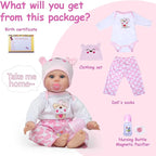 Reborn Baby Dolls Girl 22 Inch Realistic Silicone Baby Doll, Real Life Bebe Dolls Lifelike Handmade Soft Vinyl Cloth Body with Feeding Kit Toys Gifts for Kids 3+ (Lucia)