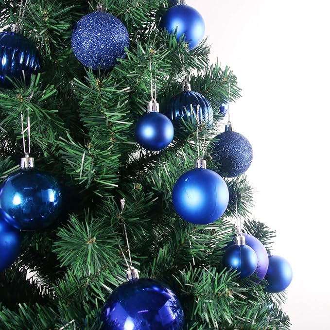 Royal Blue 1.6" Small Christmas Balls Christmas Tree Decoration Ornaments Shatterproof Hanging Balls for Birthday Halloween Holiday Wedding Decorations Set of 24pcs