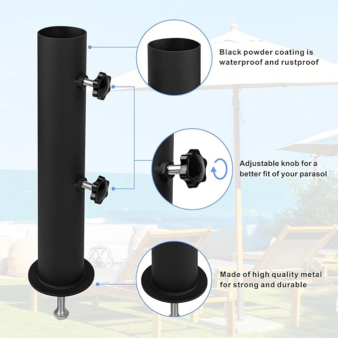 Heavy Duty Universal Granite Umbrella Stand Tube Outdoor, Stone Umbrella Tube Base for Outside, Marble Flag Pole Stake Holder, Table Umbrella Tube Bracket, DIY Patio Umbrella Holder Parts