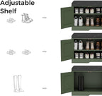 2-Tier Storage Bench, Shoe Bench with Thickened Padded Seat Cushion, Entryway Bench with 4 Doors, Adjustable Shelf, 13.8" D x 45.3" W x 18.5" H, for Entryway, Living Room, Bedroom, Green