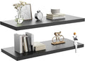 Wall Shelf Set of 2, Black Floating Shelves 36 in W x 10 in D x 1 in H, Wooden Floating Wall Shelf with Invisible Brackets for Living Room/Bedroom/Bathroom/Kitchen Storage and Decor