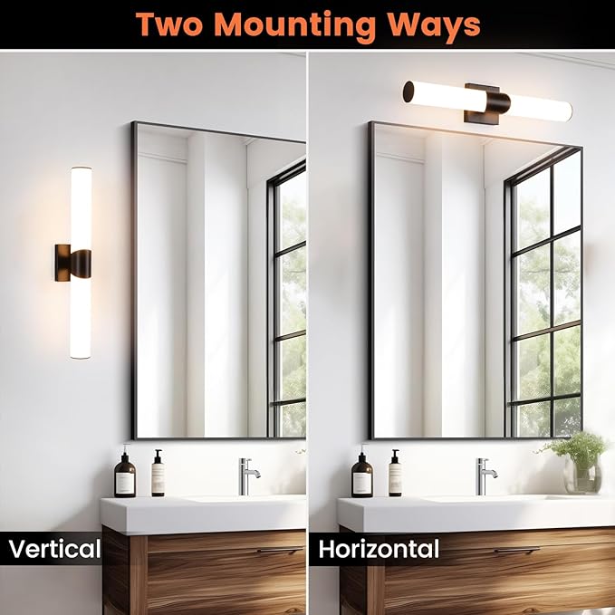 Modern Wall Sconce 22 Inch Black Bathroom Sconces Led Wall Lights with Acrylic Shade Hardwired Long Vanity Lighting Fixtures Over Mirror for Bedroom Living Room Hallway