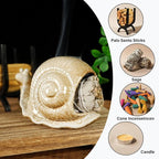 Handmade Ceramic Snail Palo Santo Holder & Mini Chiminea Incense Dish- Elegant Cone Burner for Palo Santo Sticks & Sage-Perfect for Energy Cleansing, Yoga, Meditation, Zen, Altar, Aromatherapy