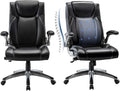COLAMY Executive Office Ergonomic Chair with Thick Bonded Leather, 300lbs Capacity Big and Tall High Back Desk Chair with Flip-up Armrests, Adjustable Height and Tilt for Working, Study, Gaming,2PC