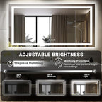 60"x28" LED Bathroom Mirrors for Wall, Front and Backlit Mirror, Anti-Fog Vanity Mirror with Lights, Stepless 3 Colors Dimmable Smart Lighted Mirror(Horizontal/Vertical)