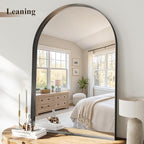 Arch Bathroom Mirror, 30"x40" Wall Mounted Vanity Mirror with Deep Frame, Tempered Glass Decor Mirror for Bathroom, Bedroom, Entryway and Living Room, Hanging or Leaning, Black