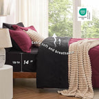 Bedsure King Size Comforter Set - 7 Pieces Reversible Burgundy and Black Bedding, King Size Bed Set for All Seasons, Bed in a Bag with Down Alternative Comforter, Sheets, Pillowcases & Shams