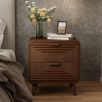 COSIEST Modern Storage Cabinet 2 Drawer, Walnut Accent Cabinet, Sideboard Buffet for Living Room Hallway Dining Room Kitchen