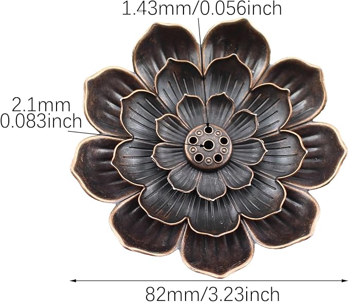 RLECS 4PCS Zinc Alloy Lotus Incense Holder 3.23 Inch Incense Ash Catcher Suitable for Living/Studies/Yoga/Tea Room