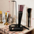3-in-1 Incense Holder with Ash Catcher and Storage | Upgraded Glass Incense Burner Stick Holder with Lighter Slot & Bonus Cleaning Brush | for Meditation Yoga Spa Office Home Decor - Black