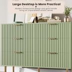 GarveeHome Green 6 Drawer Dresser for Bedroom, Fluted 47.2 in Wide Modern Chest of Drawers with Deep Drawers, Long Large Double Dresser TV Stand for Living Room, Hallway, Kids Room