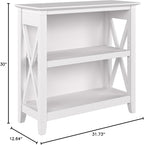 Bush Home Key West Small 2 Shelf Bookcase in Pure White Oak, Compact Home Organizer, Vertical Storage Solution, Bookshelf for Office or Living Room