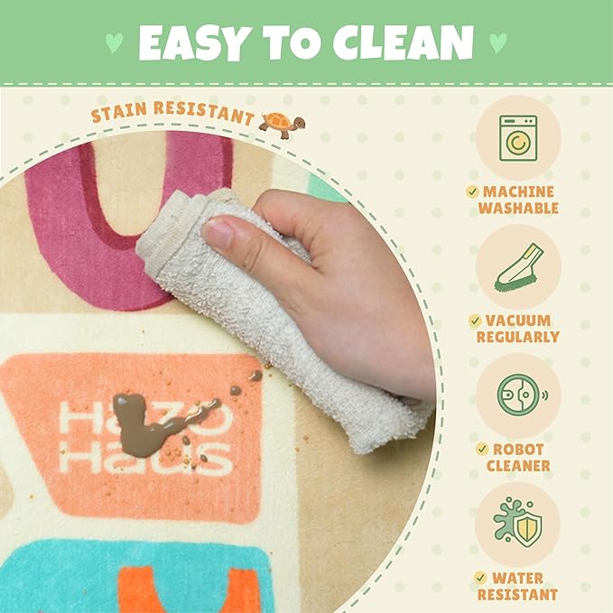 3x5 Preschool Alphabet Rug for Toddlers – Soft ABC Play Mat for Baby Learning, Educational Nursery Rug for Crawling, Reading Nook or Small Playroom – Cute Pastel Beige and Blue Letters Décor