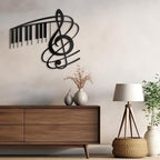 SIGNLEADER Metal Wall Art Music Note Decor - Treble Clef with Piano Key Modern Abstract Wall Sculpture Hanging Home Decoration for Living Room, Bedroom, Bathroom, Kitchen, Studio, Outdoor - 30" Black