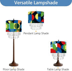 Modern Geometric Lamp Shade with Acrylic Bead Droplets, Colorful Pop Pattern Light Shade for Ceiling Pendant Table & Floor Lamps, Artistic Retro Decor, 11.8in