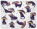 VUMIVI Funny Cat Mushroom Tapestry Retro 70s Hippie Style Cute Black Kitten Star Aesthetic Art Print Tapestry Wall Hanging for Living Room Bedroom Dorm Classroom Aesthetic Decor W80xL60in