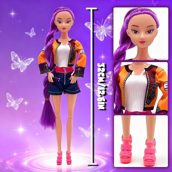 2025 New 11.5'' Demon Hunter Doll,Made to Move Demon Hunter Doll,Collectible Display Figure Dolls Set,Birthday Gifts for Kids Girls Fans (D-3pcs)