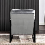 Container Furniture Classic Mid Century Modern Accent Chair with Durable Square Metal Frame, Armchair for Living Room, Bedroom, Home Office in Plush Velvet Upholstery, Grey