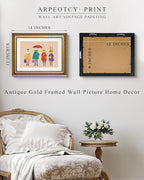 ARPEOTCY Framed Canvas Wall Art, 11x14 Whimsical Animal Family Illustration, Storybook Style Wall Decor for Nursery, Kids Room & Playroom