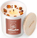 AOOVOO Nutmeg Beans Scented Candles for Women - Aromatherapy Candle with Crystals Inside, 10oz Soy Candles for Home Scented, Birthday Gifts Valentines Day Candle for Women Mom
